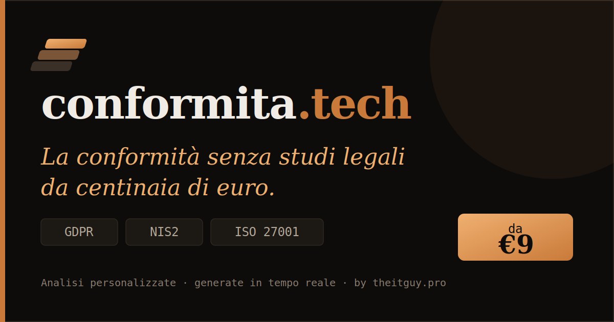 Da Validare conformita.tech — GDPR, NIS2 e ISO 27001 e Compliance per PMI italiane